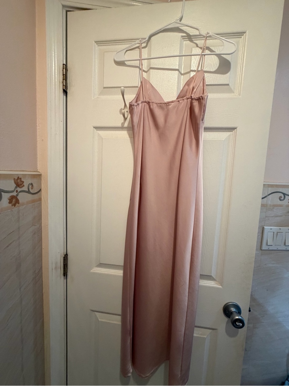 Blush Pink Slip Dress with Spaghetti Straps - Picture 2 of 2